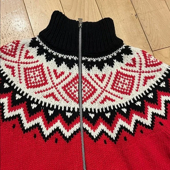 Ralph Lauren Red and Black Nordic Cardigan - Picture 4 of 5